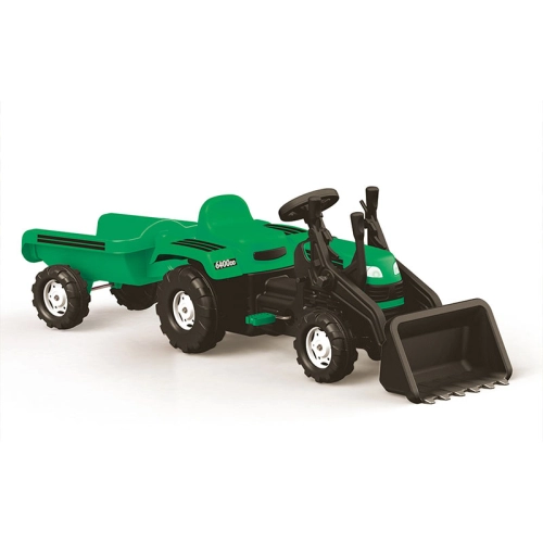 Детски зелен трактор с педали и ремарке | PAT35438