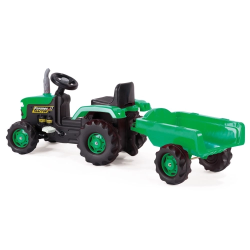 Детски зелен трактор с педали и ремарке | PAT35440