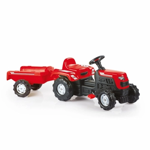 Детски червен трактор с педали и ремарке | PAT35441