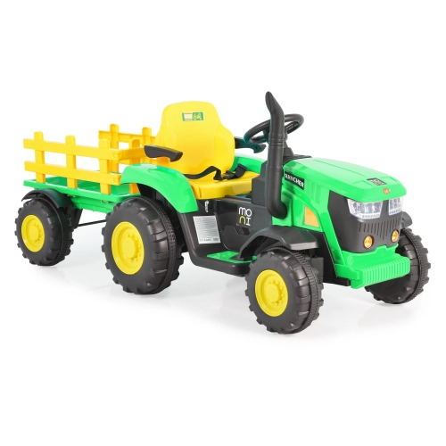 Детски акумулаторен трактор Rancher с ремарке зелен | PAT35466