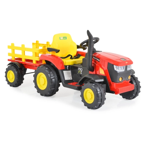 Детски акумулаторен трактор Rancher с ремарке червен | PAT35468