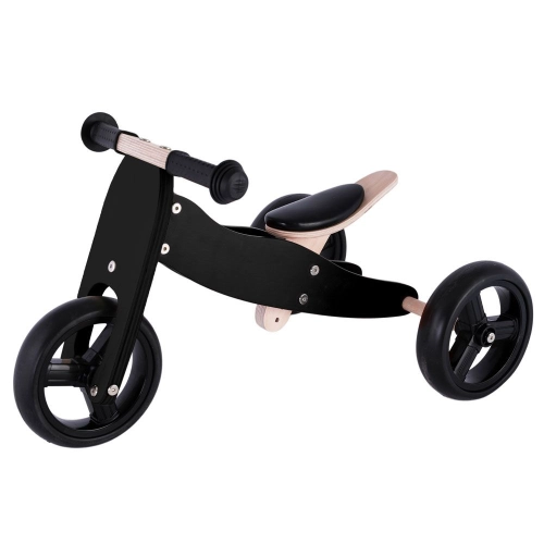 Детско дървено черно колело за баланс/Триколка 2 в 1 | PAT35508