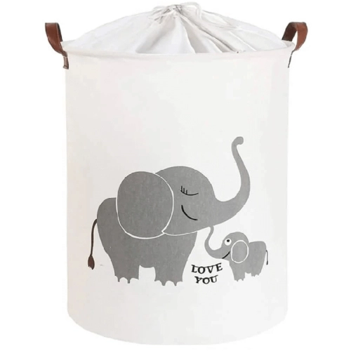 Сгъваема памучна кошница за играчки с шнур, слонове, 43 L | PAT35593