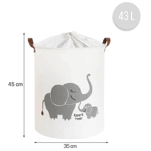 Сгъваема памучна кошница за играчки с шнур, слонове, 43 L | PAT35593