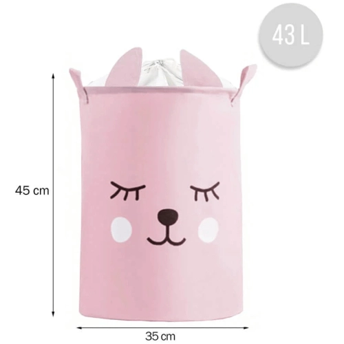 Сгъваема кошница за съхранение на играчки розово мече 43 L | PAT35600