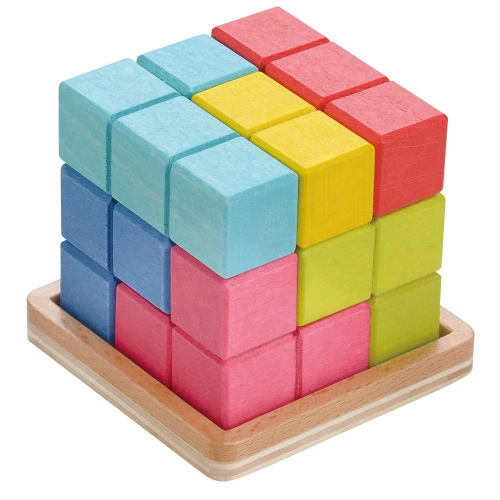 Детска дървена логическа игра-пъзел Подреди куба | PAT35720