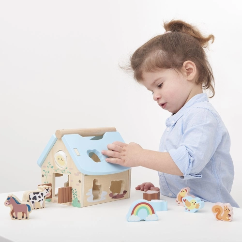 Бебешка играчка Дървена ферма-сортер с дървени животни | PAT35724