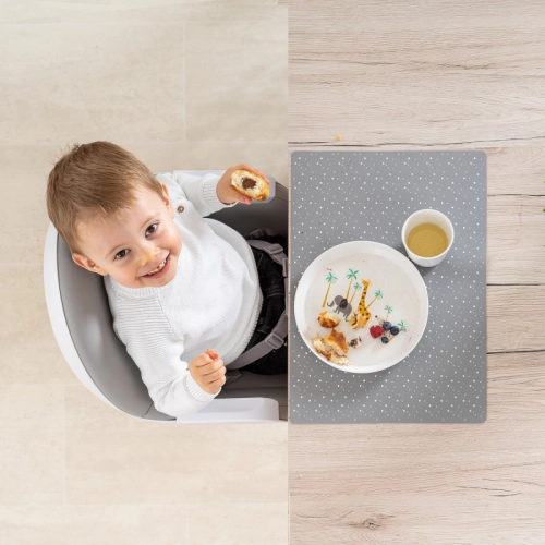 Бебешка сива силиконова подложка за хранене | PAT36243