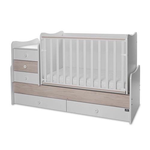 Бебешко легло Maxi Plus New 70/160 Бяло/Светъл Дъб-3Box | PAT36266