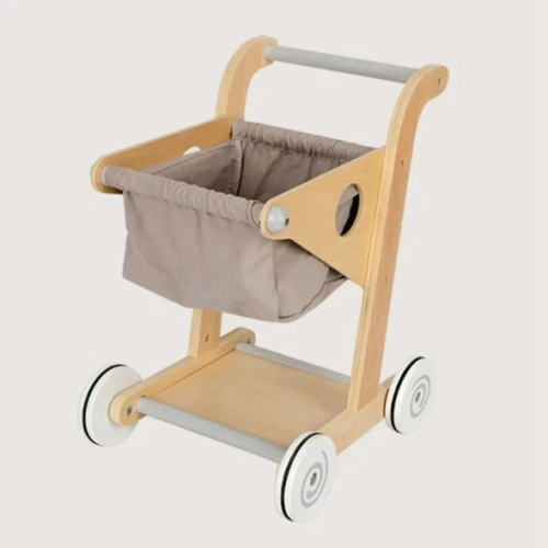 Детска сива дървена количка за пазаруване | PAT36324