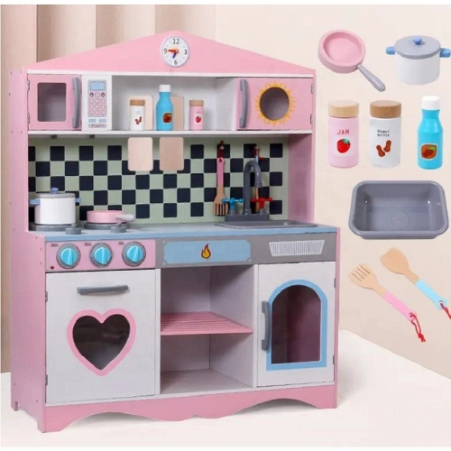 Дървена детска кухня Pink Heart | PAT36334