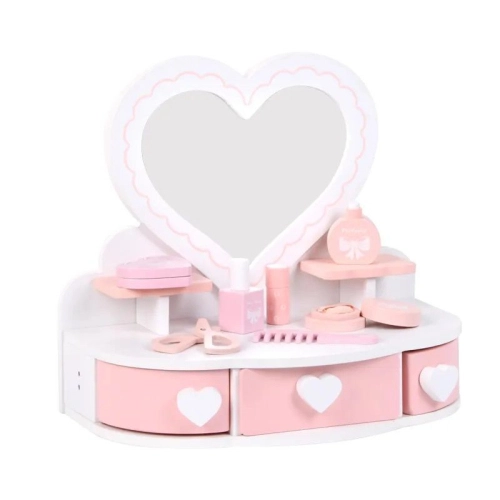 Детска розова дървена тоалетка Сърце | PAT36352
