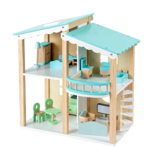 Детска синя дървена къща за кукли | PAT36355