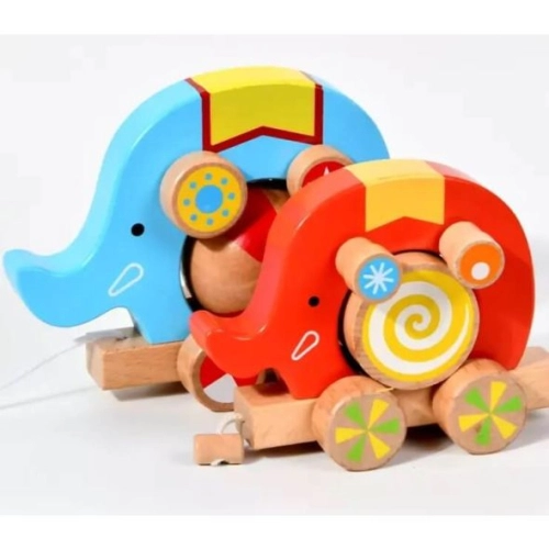 Детска играчка за дърпане Дървени слончета | PAT36379