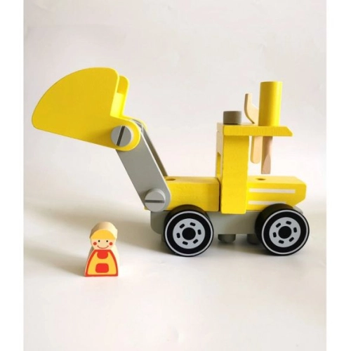 Детска играчка Жълт дървен булдозер  | PAT36381