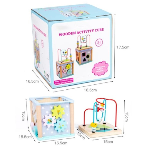 Бебешка образователна играчка Дървено кубче активити | PAT36385