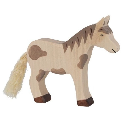 Детска дървена ръчно изработена фигурка Пъстър стоящ кон | PAT36536