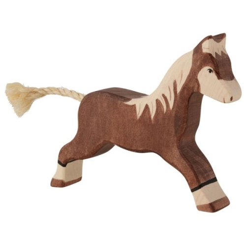 Детска дървена ръчно изработена фигурка Тъмнокафяв тичащ кон | PAT36539