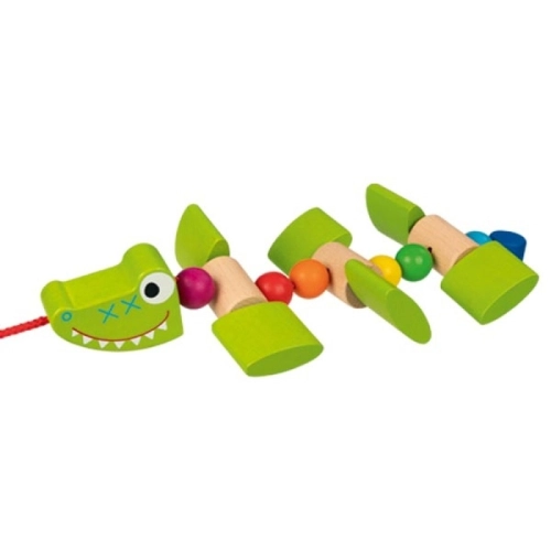 Детска дървена играчка Крокодил за дърпане | PAT36598