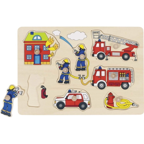 Детски дървен пъзел с дръжки Пожарна бригада | PAT36639