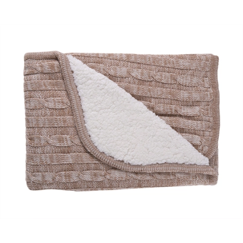 Детско плетено памучно одеяло с шерпа бежов меланж /в кутия/ | PAT36767