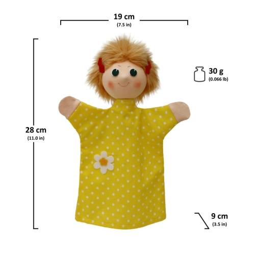Детска кукла за театър Момиче с жълта рокля 28 см. | PAT37132