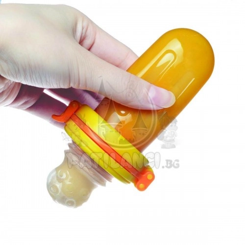 Бебешки биберон за храна 4м+ - Скуизър Kidsme оранжев | P41217