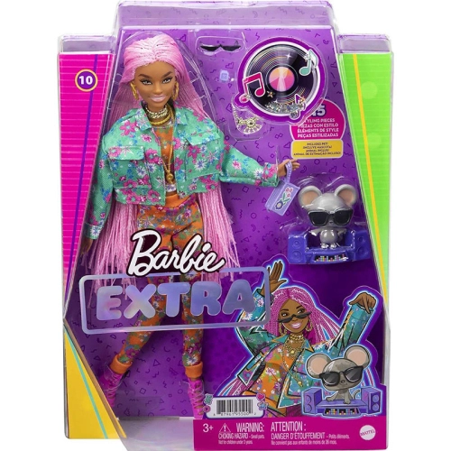 Детска кукла Barbie Extra Pink Braids Hair Dark Skin | PAT37815