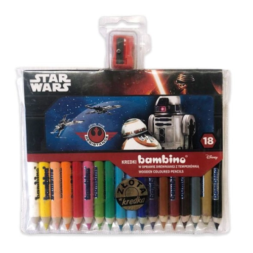 Детски моливи 18 цвята с острилка Star Wars червен | PAT38025