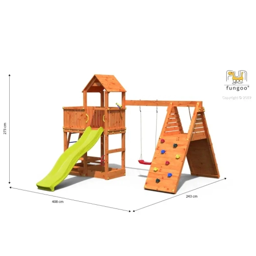  FLUPPI дървена детска площадка с пързалка и люлки | PAT38129