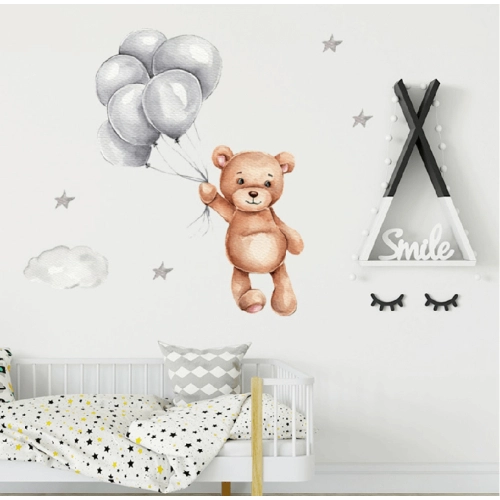Детски стикери за стена за детска стая плюшено мече с балони | PAT38455