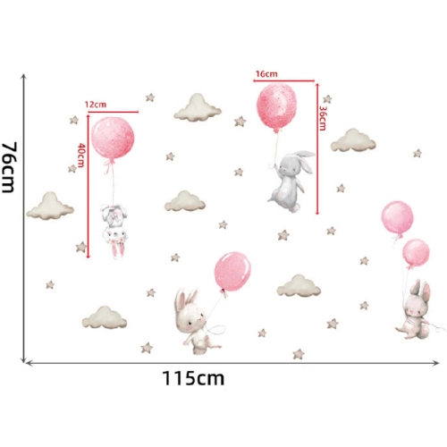 Детски стикери за стена за детска стая – Зайчета Балони розов | PAT38461