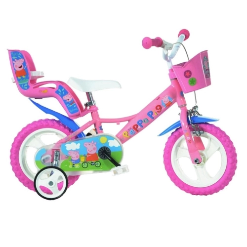 Детско розово колело с помощни колела Peppa Pig 12“ | PAT38544