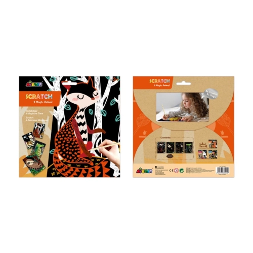 Комплект 4 детски скреч рисунки Животни | PAT39005