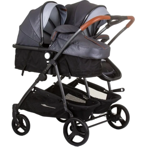 Бебешка количка за близнаци Дуо Смарт сребърно сиво | PAT39550