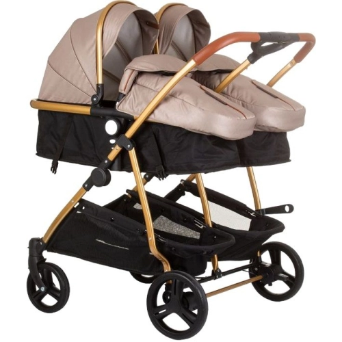 Бебешка количка за близнаци Дуо Смарт Златисто бежова | PAT39551