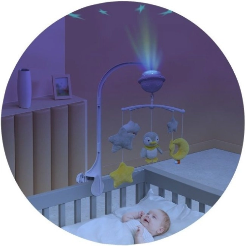 Музикална въртележка с проектор за бебешко легло Пингвинче | PAT39560