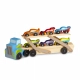 Детска играчка Дървен автовоз с коли 