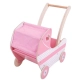 Детска розова дървена количка за кукли  - 2