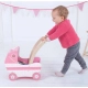 Детска розова дървена количка за кукли  - 3