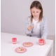 Детски розов дървен комплект с мляко и бисквити  - 2