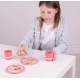 Детски розов дървен комплект с мляко и бисквити  - 3