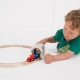 Детски сив дървен тухлен тунел с релса  - 3