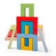 Детски дървен пъзел конструктор за деца с цветни форми  - 3