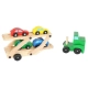 Детска дървена играчка Автовоз с 4 колички  - 12