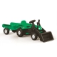 Детски зелен трактор с педали и ремарке  - 1