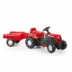Детски червен трактор с педали и ремарке  - 1