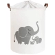 Сгъваема памучна кошница за играчки с шнур, слонове, 43 L  - 1