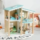 Детска синя дървена къща за кукли  - 5