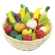 Детски дървени плодове и зеленчуци в кошница 